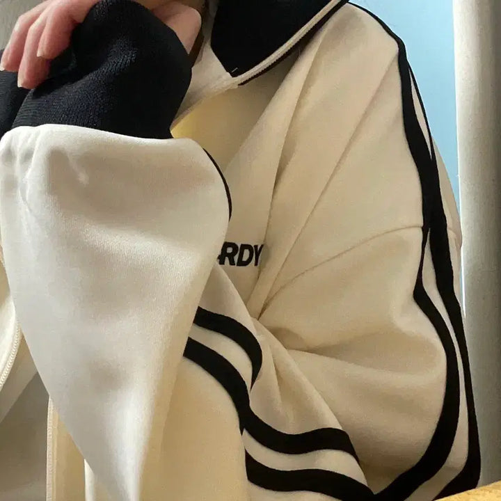 [BUNJANG] Nerdy NY Track Top Cream Jersey / 클래식 널디 져지 NY 트랙탑 크림색