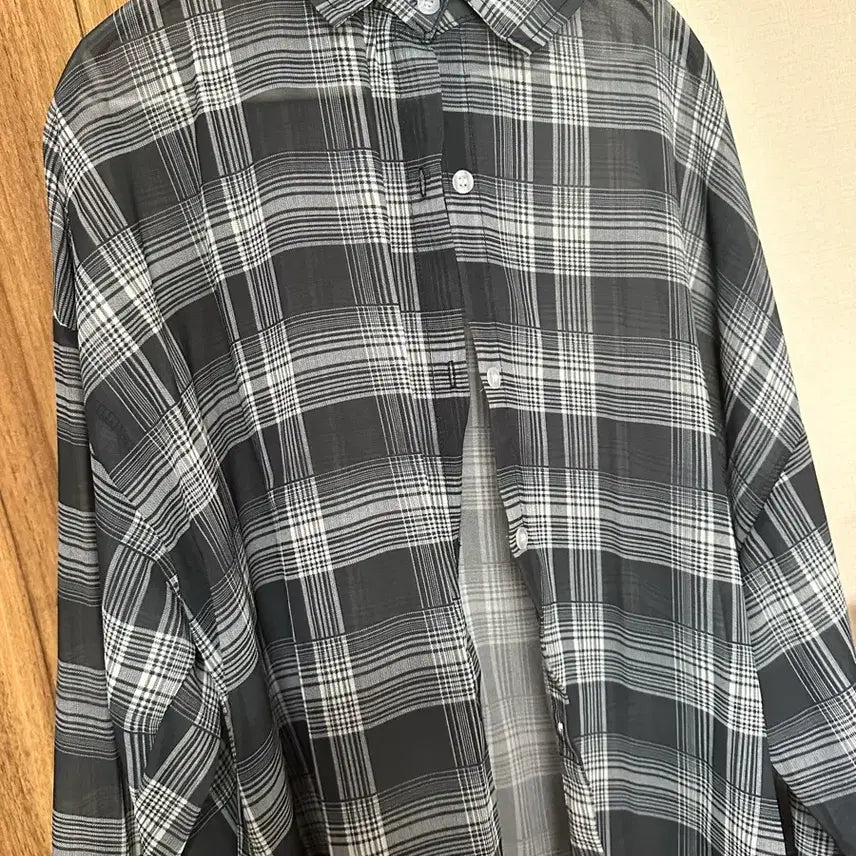 [BUNJANG] Cooling Black/White Check Shirt / 쿨링 블랙/화이트 체크 셔츠