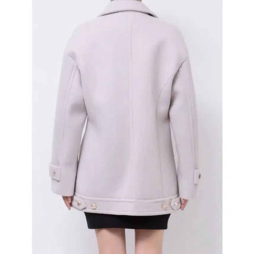 [BUNJANG] Dazzlin Pink Ivory Double Button Coat / 다즐린 핑크 아이보리 더블 버튼 코트 일본브랜드