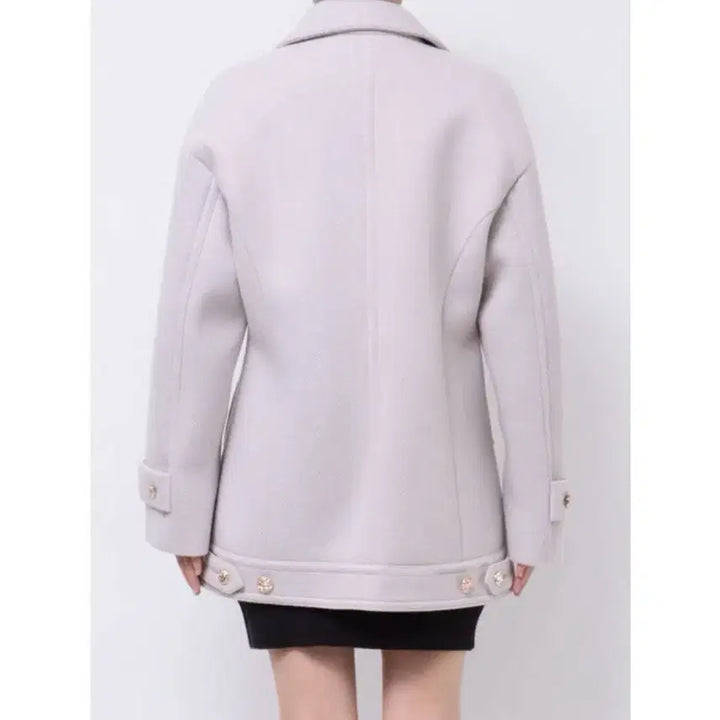 [BUNJANG] Dazzlin Pink Ivory Double Button Coat / 다즐린 핑크 아이보리 더블 버튼 코트 일본브랜드