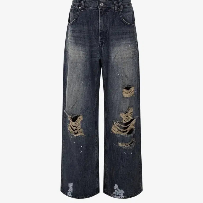 [BUNJANG] Please No Follow Jay Destroyed Wide Denim Jeans / 플리즈노팔로우 Jay Destroyed Wide Denim 와이드 데님
