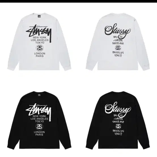 [BUNJANG] Stussy World Tour Long Sleeve Black/White Shirt / (병행정품)스투시 월드투어 롱슬리브 블랙/화이트미개봉 새상품