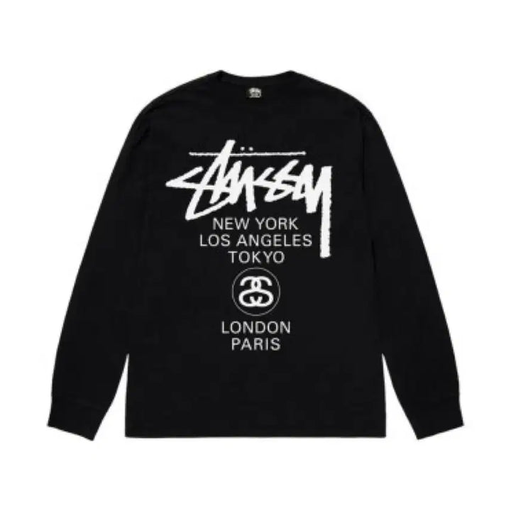 [BUNJANG] Stussy World Tour Long Sleeve Black/White Shirt / (병행정품)스투시 월드투어 롱슬리브 블랙/화이트미개봉 새상품