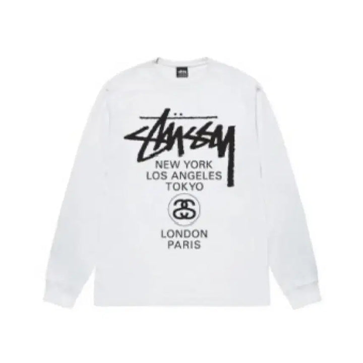 [BUNJANG] Stussy World Tour Long Sleeve Black/White Shirt / (병행정품)스투시 월드투어 롱슬리브 블랙/화이트미개봉 새상품