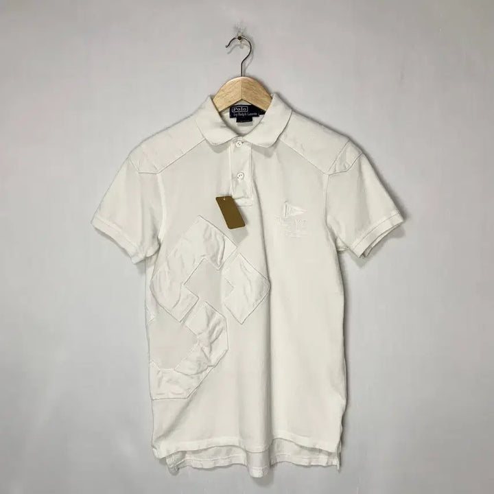 [BUNJANG] Polo Ralph Lauren Ivory Big Patch Short Sleeve Polo T-Shirt M / 폴로랄프로렌 아이보리 빅 패치 반팔 카라 티셔츠 폴로티 M