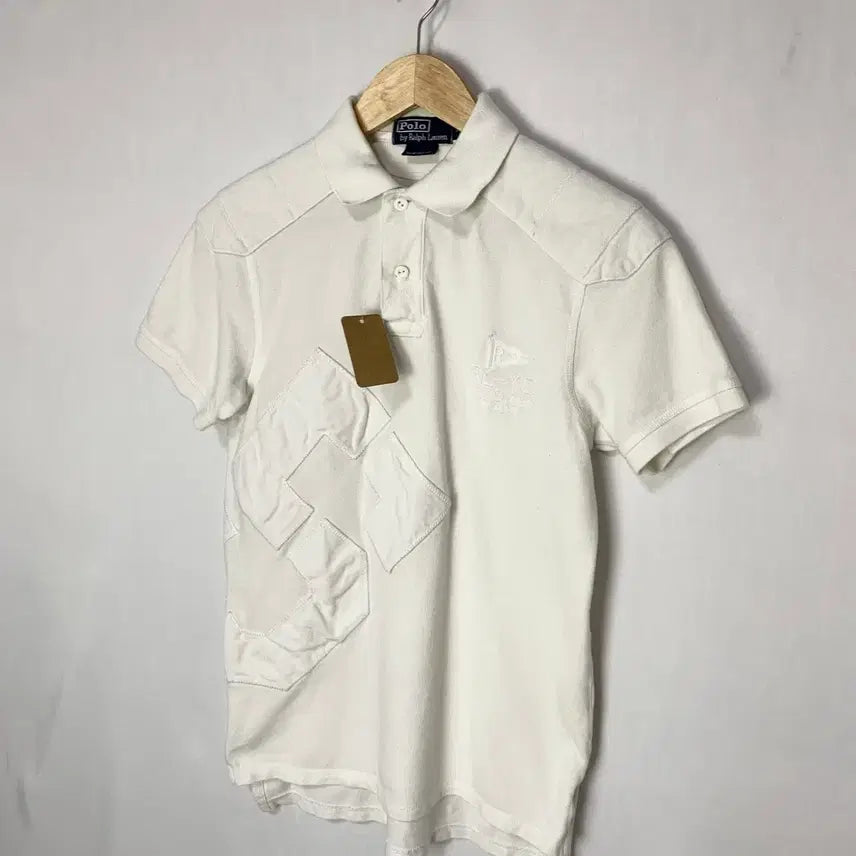[BUNJANG] Polo Ralph Lauren Ivory Big Patch Short Sleeve Polo T-Shirt M / 폴로랄프로렌 아이보리 빅 패치 반팔 카라 티셔츠 폴로티 M
