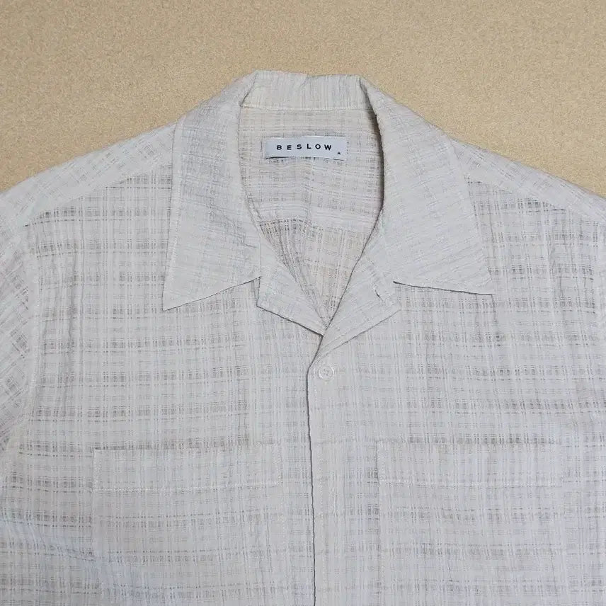 [BUNJANG] Beslow Check Half Shirt Cream M / [비슬로우] 체크 하프 셔츠 크림 M