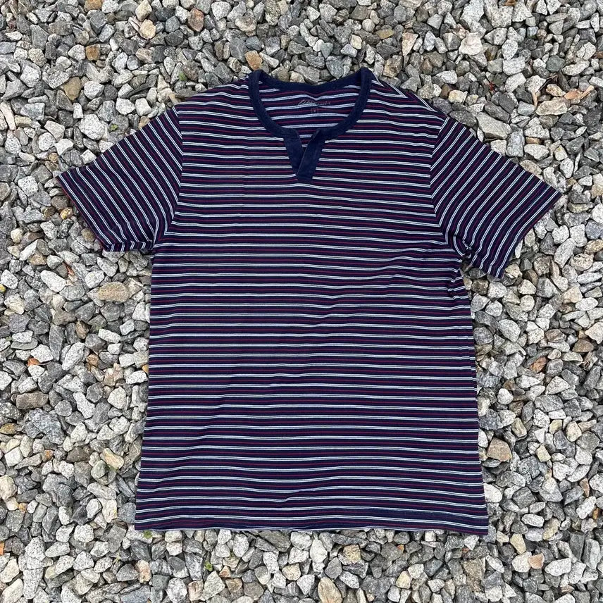 [BUNJANG] Eddie Bauer Striped Henley T-shirt / 에디바우어 단가라 헨리넥 반팔 (실측확인)