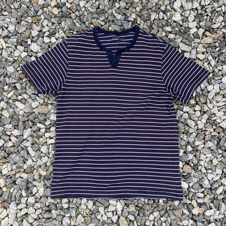 [BUNJANG] Eddie Bauer Striped Henley T-shirt / 에디바우어 단가라 헨리넥 반팔 (실측확인)