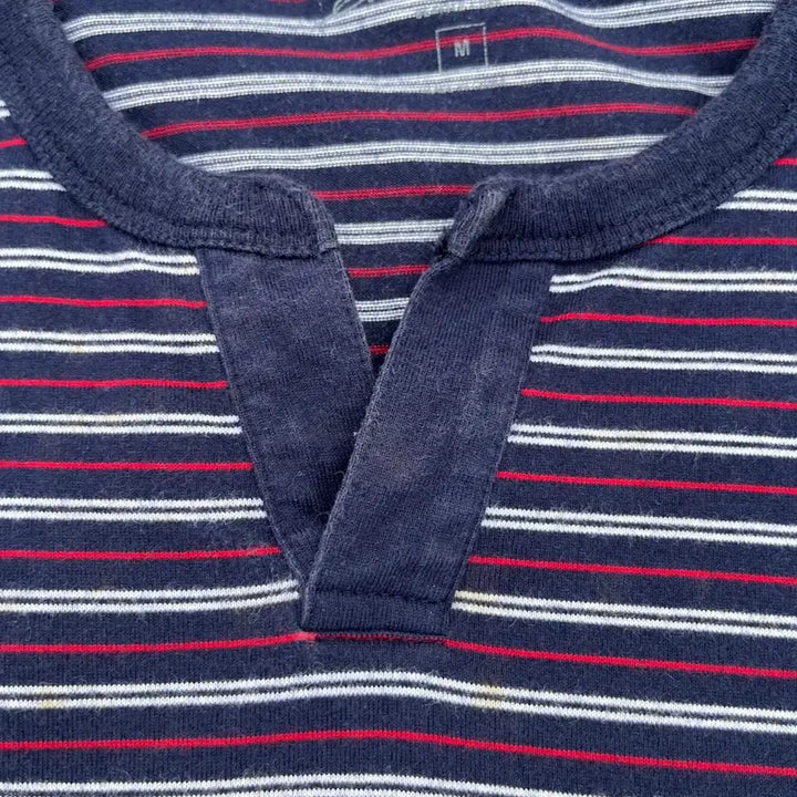 [BUNJANG] Eddie Bauer Striped Henley T-shirt / 에디바우어 단가라 헨리넥 반팔 (실측확인)