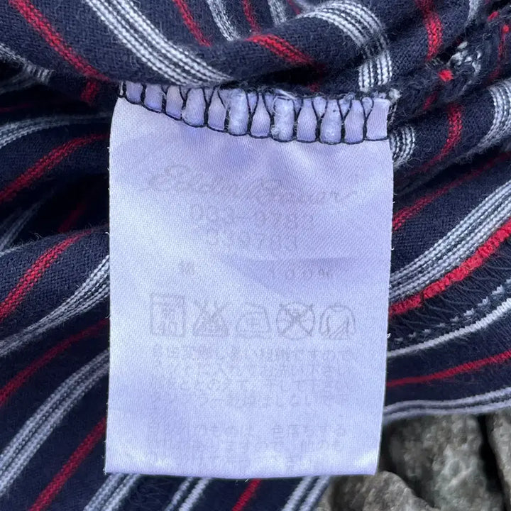 [BUNJANG] Eddie Bauer Striped Henley T-shirt / 에디바우어 단가라 헨리넥 반팔 (실측확인)
