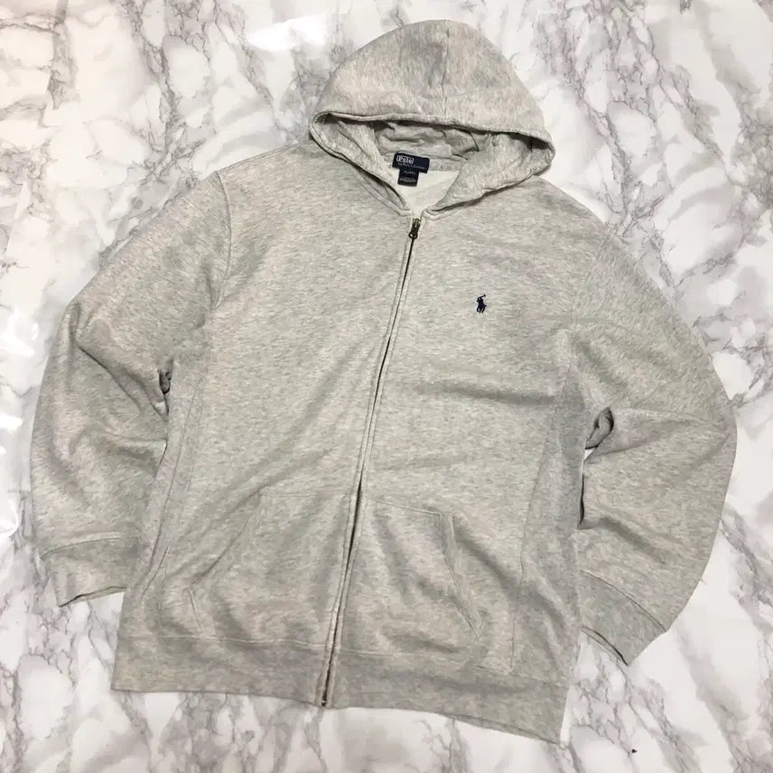 [BUNJANG] Polo Ralph Lauren Grey Full-Zip Hoodie Jacket / 폴로 랄프로렌 후드집업 자켓 그레이