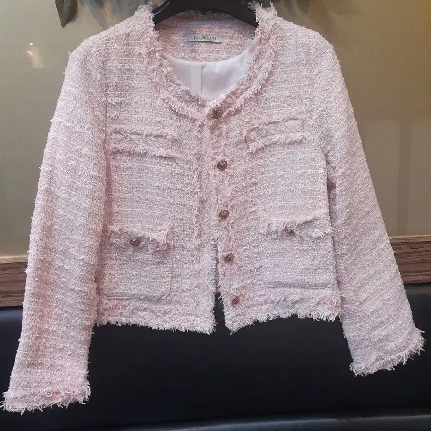 [BUNJANG] BLUETISS Pink Tweed Jacket and Skirt Set / BLUETISS 핑크 트위드 자켓스커트세트