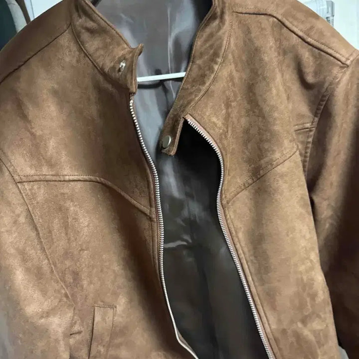 [BUNJANG] Two-Way Biker Suede Jacket Brown / (새상품) 투웨이 바이커 스웨이드 자켓 브라운