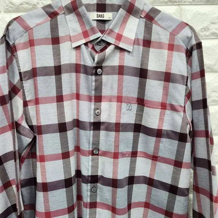 [BUNJANG] Daks Linen Blend Check Pattern Shirt / 닥스 마 혼방 카라셔츠 100사이즈 k644