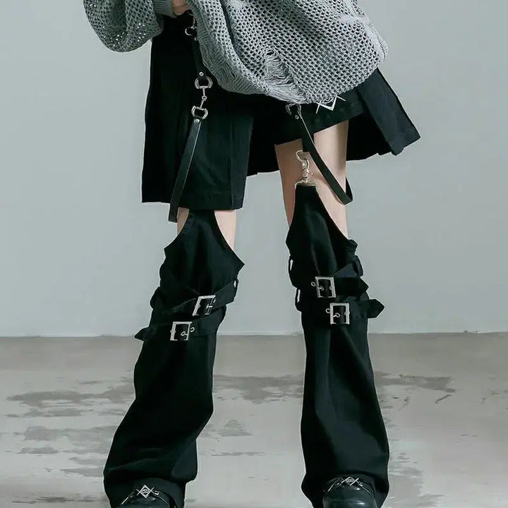 [BUNJANG] REFLEM Layered Denim Shorts with Leg Warmers / REFLEM 레플렘 레그워머 포함 레이어드 데님 숏팬츠