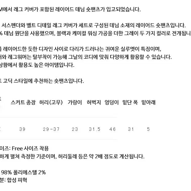 [BUNJANG] REFLEM Layered Denim Shorts with Leg Warmers / REFLEM 레플렘 레그워머 포함 레이어드 데님 숏팬츠