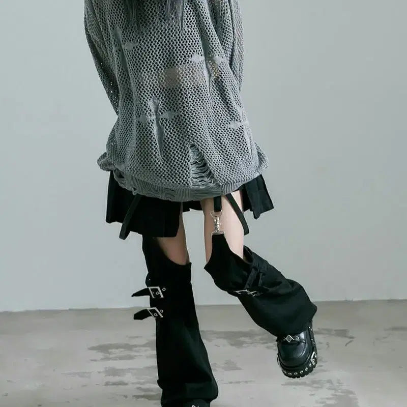 [BUNJANG] REFLEM Layered Denim Shorts with Leg Warmers / REFLEM 레플렘 레그워머 포함 레이어드 데님 숏팬츠