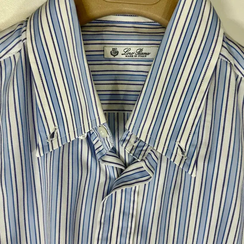 [BUNJANG] Loro Piana Maglia Blue Ivory Stripe Shirt / 로로피아나 마글리아 블루 아이보리 스트라이프 셔츠