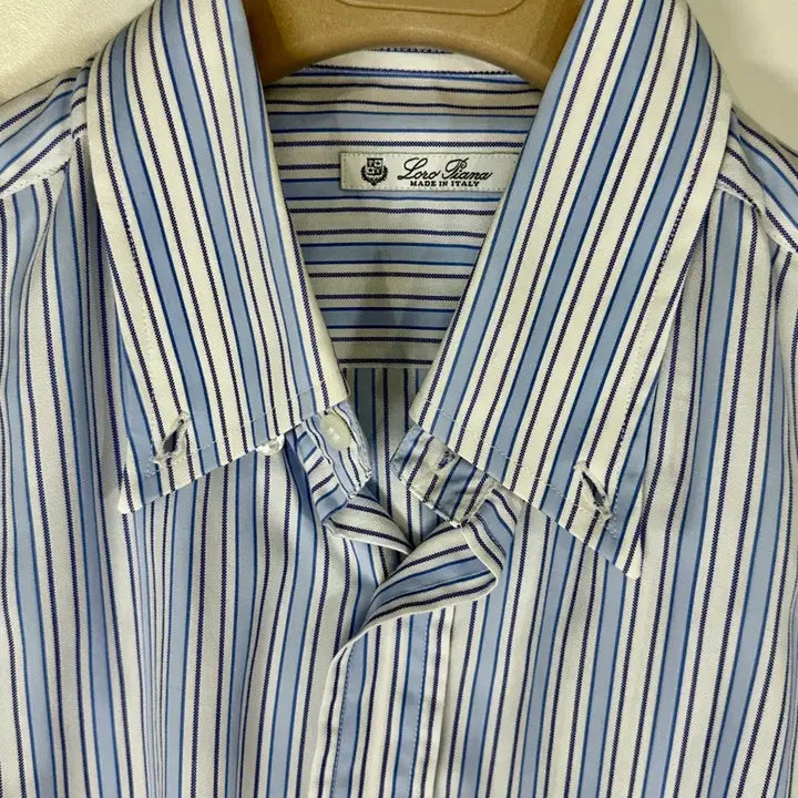 [BUNJANG] Loro Piana Maglia Blue Ivory Stripe Shirt / 로로피아나 마글리아 블루 아이보리 스트라이프 셔츠