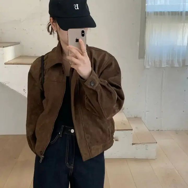 [BUNJANG] With Yoon Suede Blouson Jacket / 위드윤 스웨이드 블루종 자켓