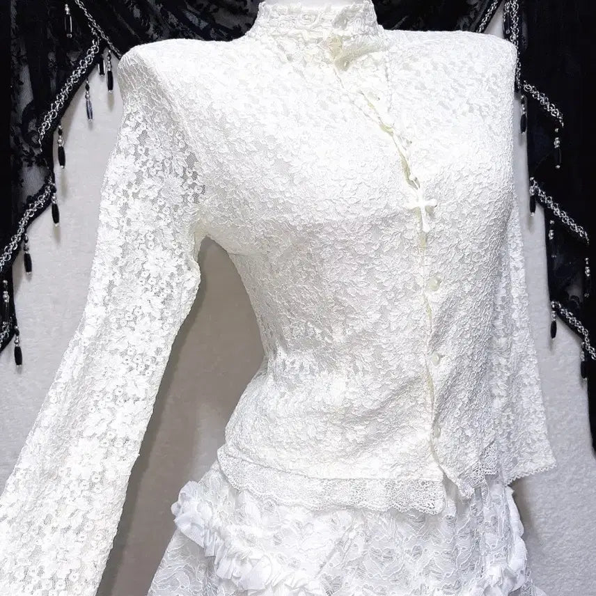 [BUNJANG] Romantic Gothic Angelic Lace Blouse Shirt / 로맨틱고딕 엔젤릭 고스로리 엔틱 레이스 블라우스셔츠 핀터 페어리 오리엔탈