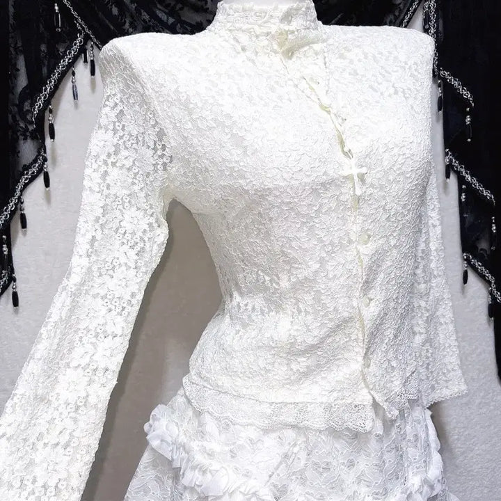 [BUNJANG] Romantic Gothic Angelic Lace Blouse Shirt / 로맨틱고딕 엔젤릭 고스로리 엔틱 레이스 블라우스셔츠 핀터 페어리 오리엔탈