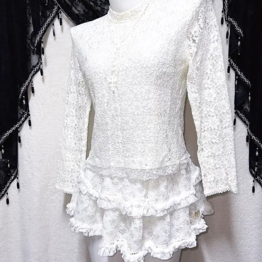 [BUNJANG] Romantic Gothic Angelic Lace Blouse Shirt / 로맨틱고딕 엔젤릭 고스로리 엔틱 레이스 블라우스셔츠 핀터 페어리 오리엔탈