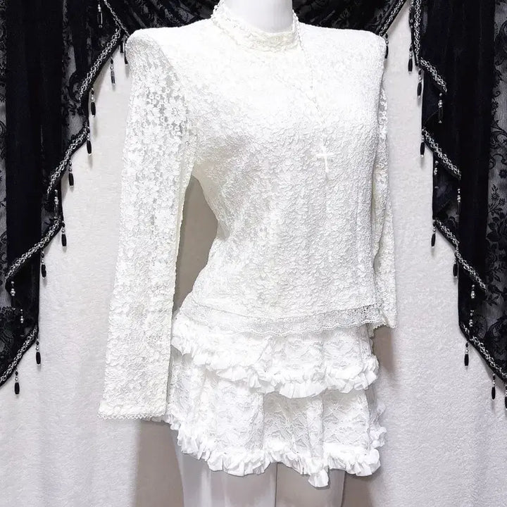 [BUNJANG] Romantic Gothic Angelic Lace Blouse Shirt / 로맨틱고딕 엔젤릭 고스로리 엔틱 레이스 블라우스셔츠 핀터 페어리 오리엔탈