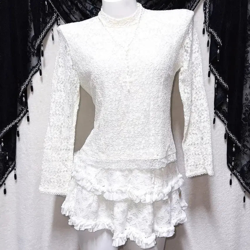 [BUNJANG] Romantic Gothic Angelic Lace Blouse Shirt / 로맨틱고딕 엔젤릭 고스로리 엔틱 레이스 블라우스셔츠 핀터 페어리 오리엔탈