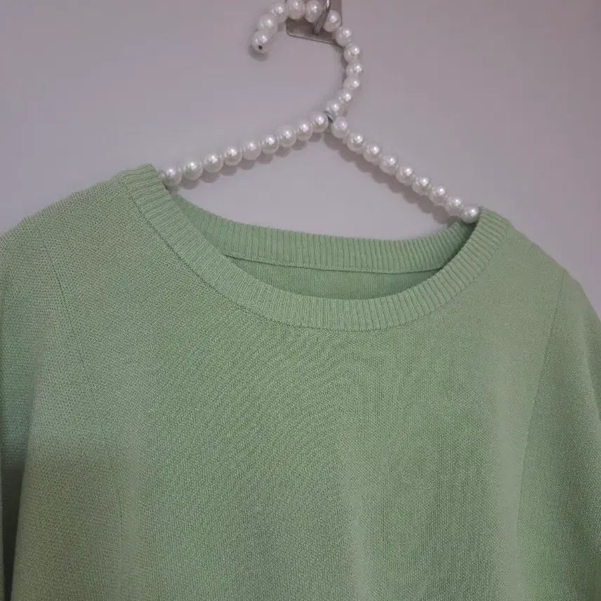 [BUNJANG] Short Sleeve Knit Top - Green (Size 88) / 88)반팔 니트 연두색 88사이즈