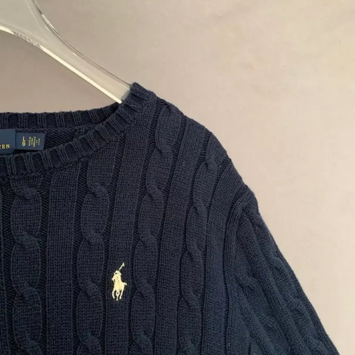 [BUNJANG] Polo Ralph Lauren Cable Knit Sweater Navy L / (W)폴로랄프로렌 꽈배기 니트 네이비 L
