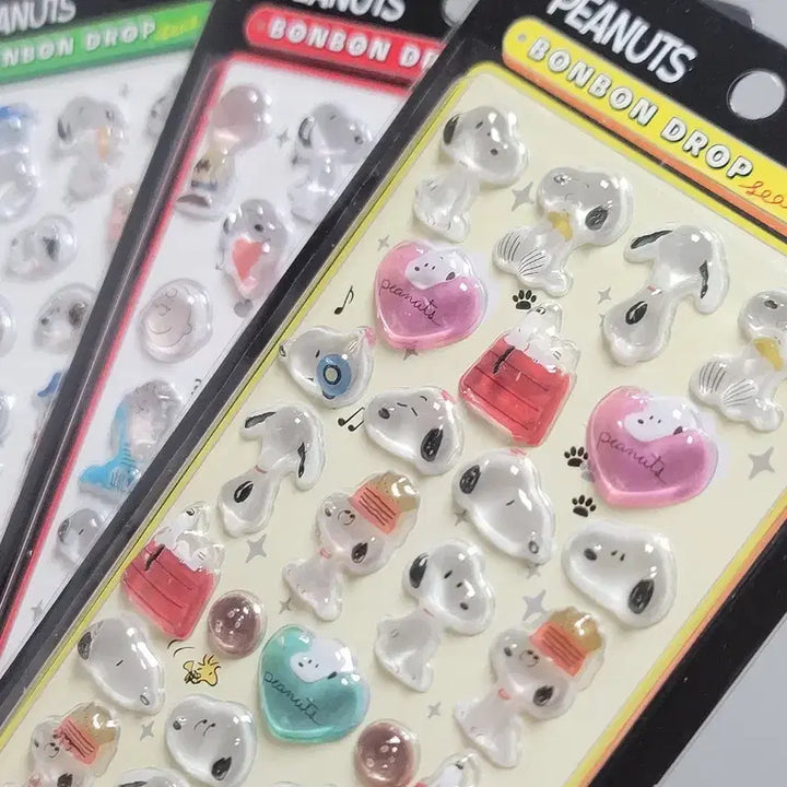 [BUNJANG] PEANUTS Snoopy Bonbon Drop Sticker Bundle Set / PEANUTS 스누피 봉봉드롭 스티커 4장 일괄 1.8