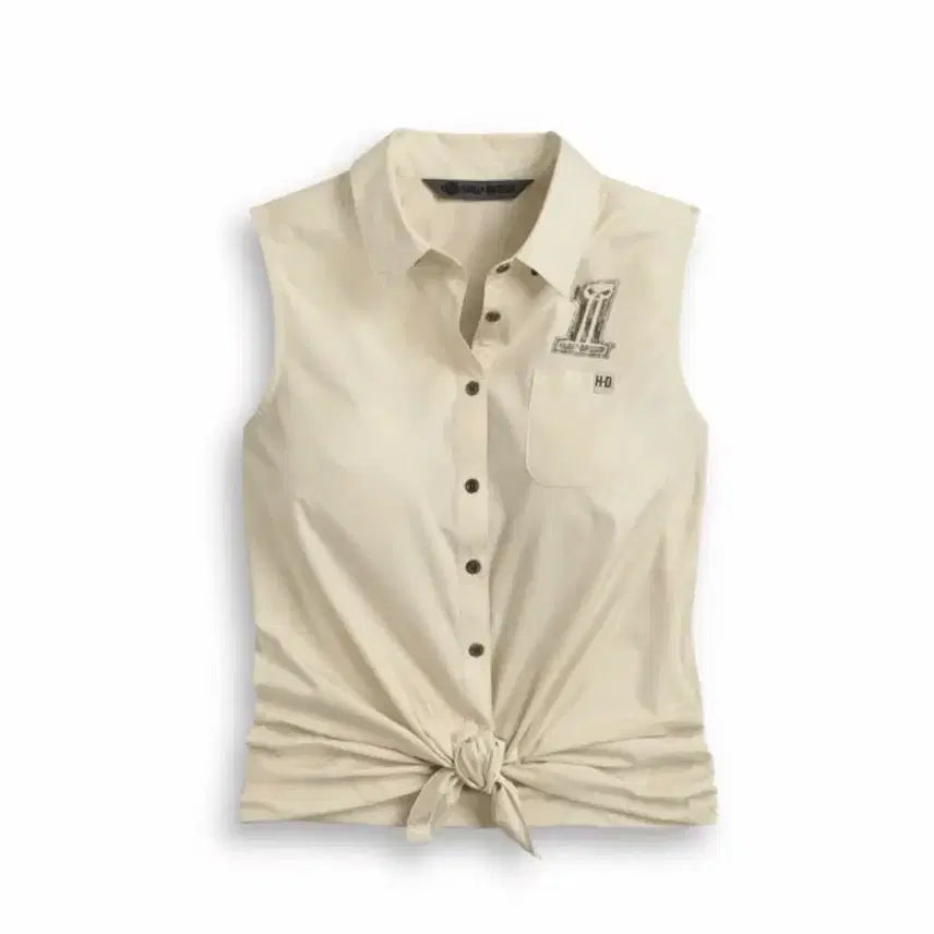 [BUNJANG] Harley-Davidson Skull Tie Shirt Beige / 할리데이비슨 스컬 타이 셔츠