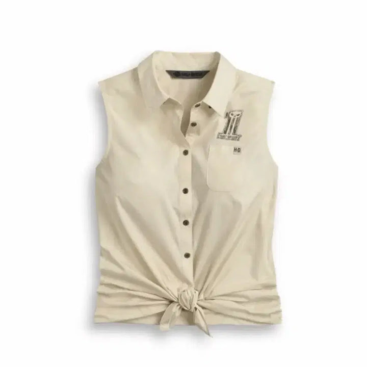 [BUNJANG] Harley-Davidson Skull Tie Shirt Beige / 할리데이비슨 스컬 타이 셔츠