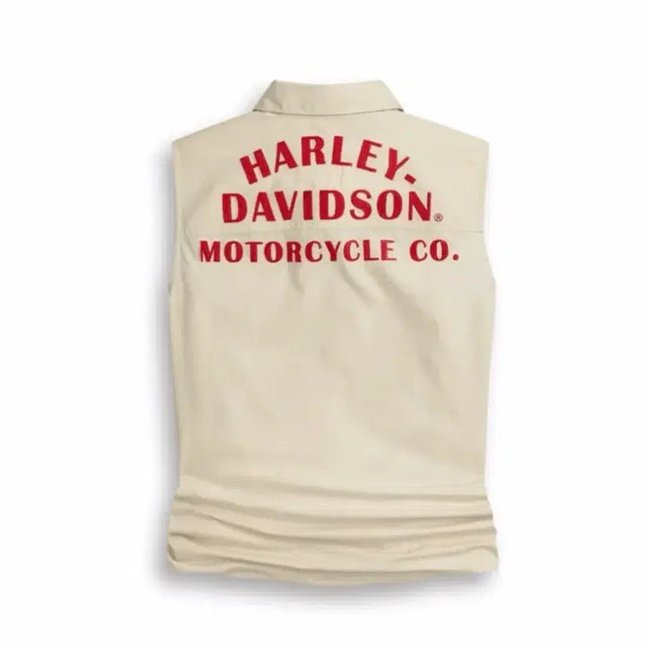 [BUNJANG] Harley-Davidson Skull Tie Shirt Beige / 할리데이비슨 스컬 타이 셔츠