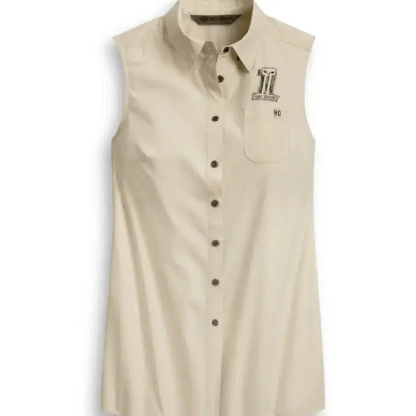 [BUNJANG] Harley-Davidson Skull Tie Shirt Beige / 할리데이비슨 스컬 타이 셔츠