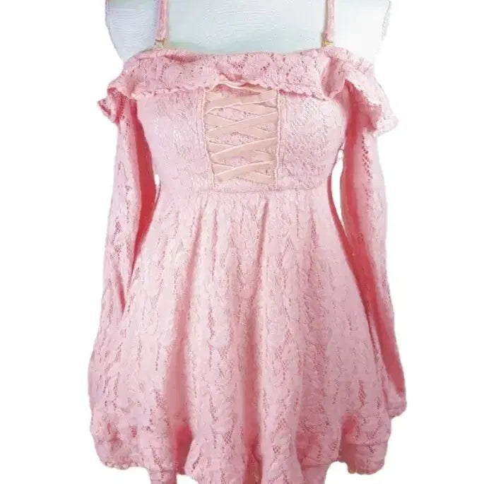 [BUNJANG] Strawberry Milk Off-Shoulder Dress Pink / 주말까지 판매 유일매물 트랄라라 희귀 고전 딸기우유 오프숄더 원피스 핑크