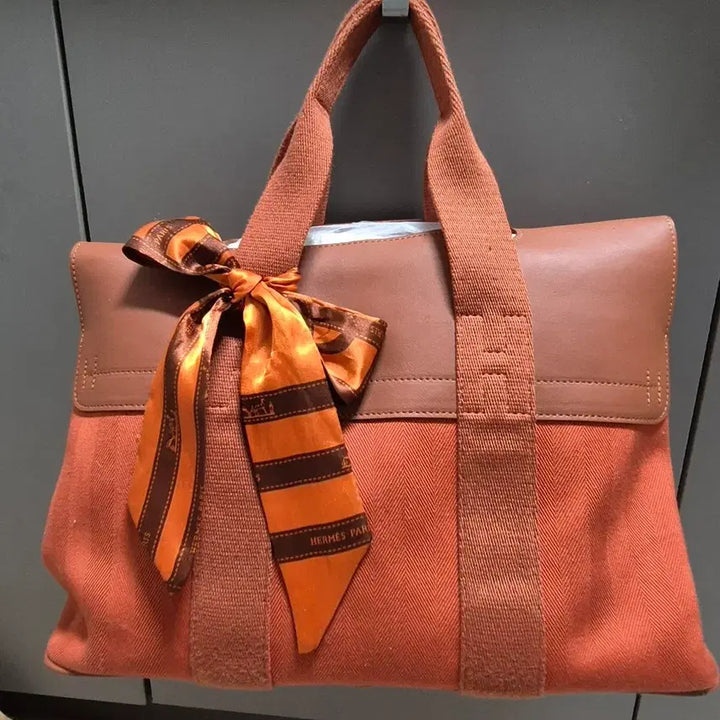 [SOLD OUT] 에르메스 스타일오렌지 캔버스 토트백