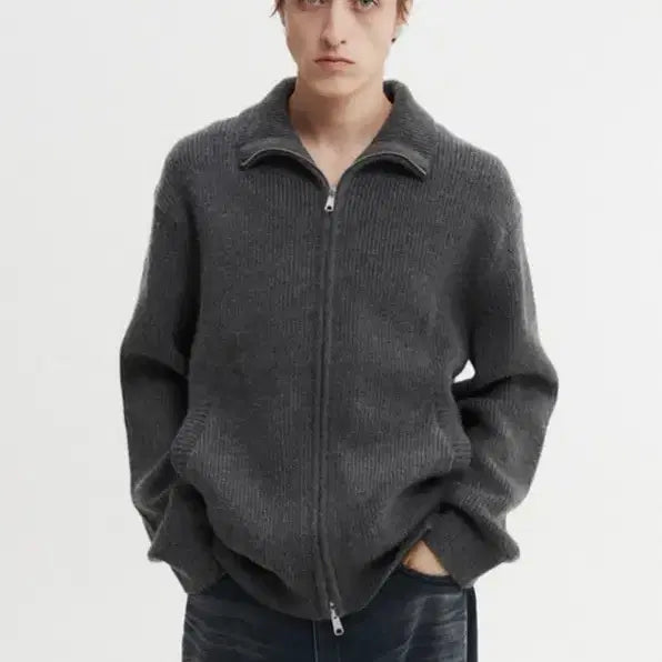 [BUNJANG] Fabrega Aaron Wool Zip-up Knit Charcoal / [3] 파브레가 아론 울 집업 니트 차콜
