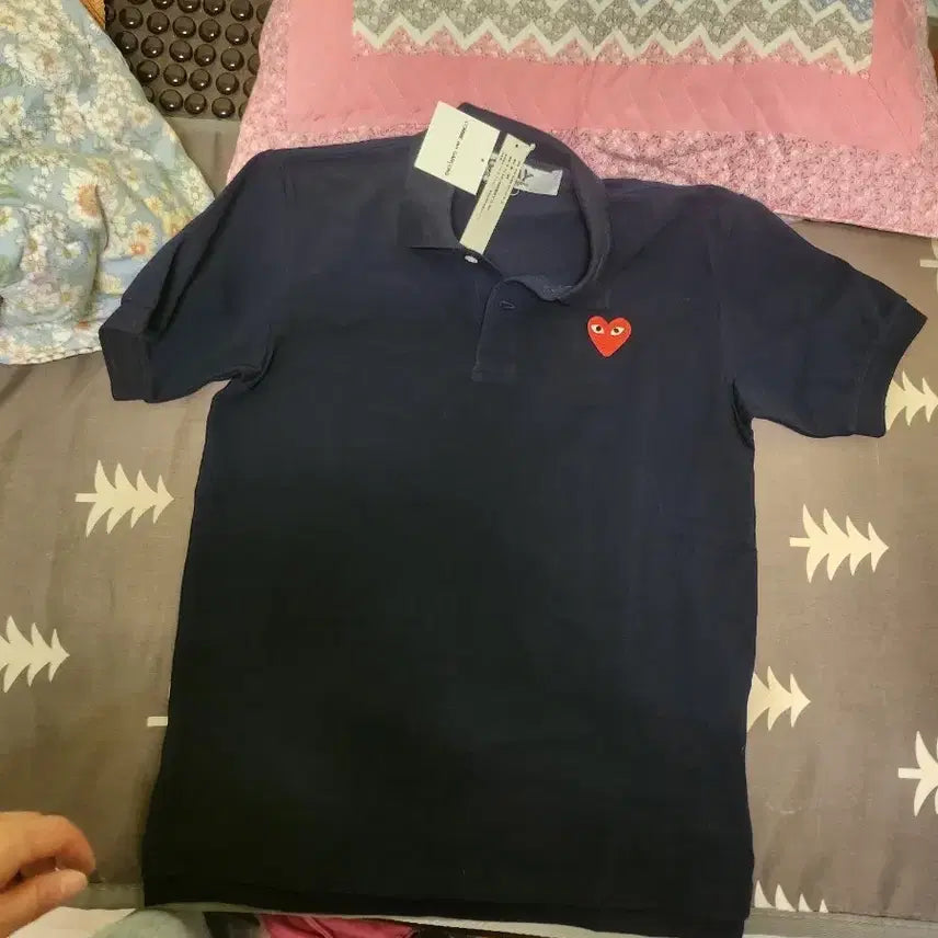 [BUNJANG] Comme des Garçons Navy Heart T-Shirt Polo / 꼼데가르송 네이비 하트 반팔 폴로티 새상품