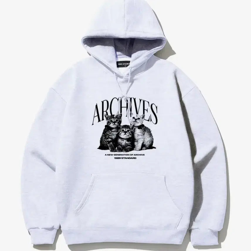 [BUNJANG] 1989 Archives Cat Grey Hoodie L / 1989 ARCHIVES CAT 그레이 후드 L