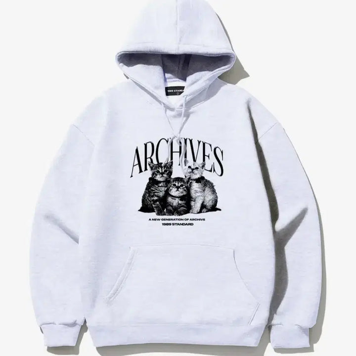 [BUNJANG] 1989 Archives Cat Grey Hoodie L / 1989 ARCHIVES CAT 그레이 후드 L