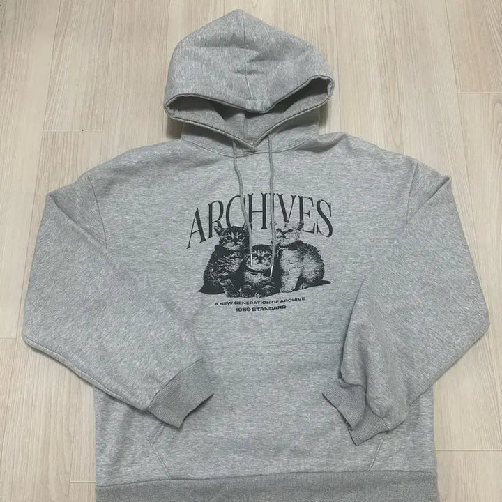 [BUNJANG] 1989 Archives Cat Grey Hoodie L / 1989 ARCHIVES CAT 그레이 후드 L
