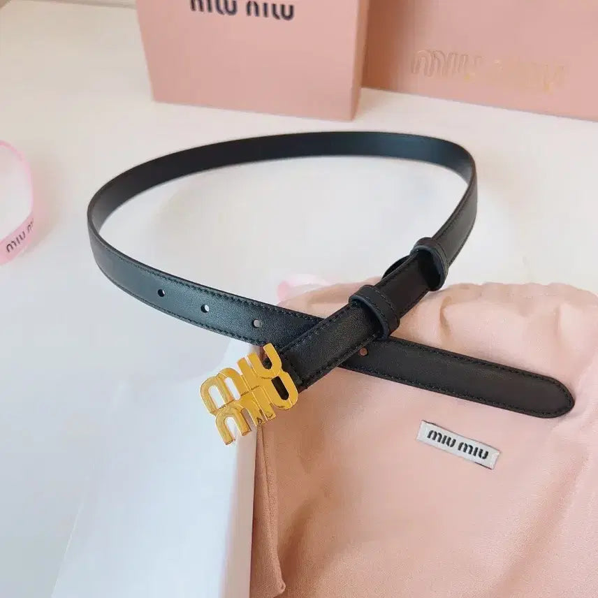 [SOLD OUT] 미우미우 가죽 벨트 블랙 2cm