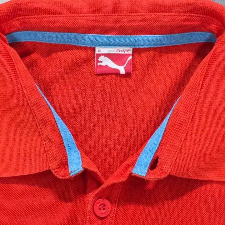 [BUNJANG] Puma XL Orange Colorblock Polo Shirt / XL 푸마 오렌지 배색 반팔 카라티셔츠