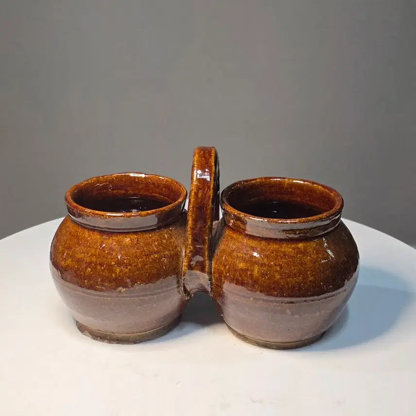 [BUNJANG] Korean Celadon Glazed Twin Vase / 갈유쌍련호