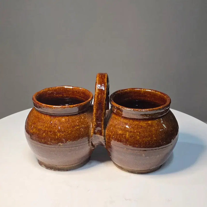 [BUNJANG] Korean Celadon Glazed Twin Vase / 갈유쌍련호