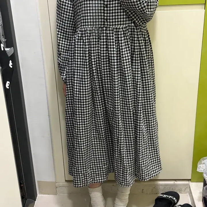 [BUNJANG] Gingham Check Long Dress / 깅엄 체크 롱 원피스