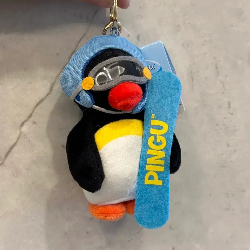 [BUNJANG] Pingu Snowboard Doll Keyring / 핑구 스노우보드 인형 키링